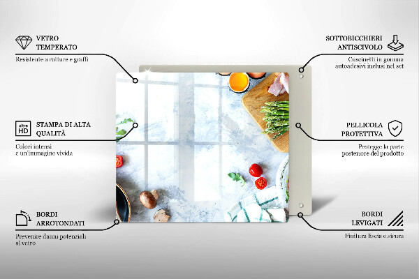 Steklena podloga za rezanje Sestavine v kuhinji