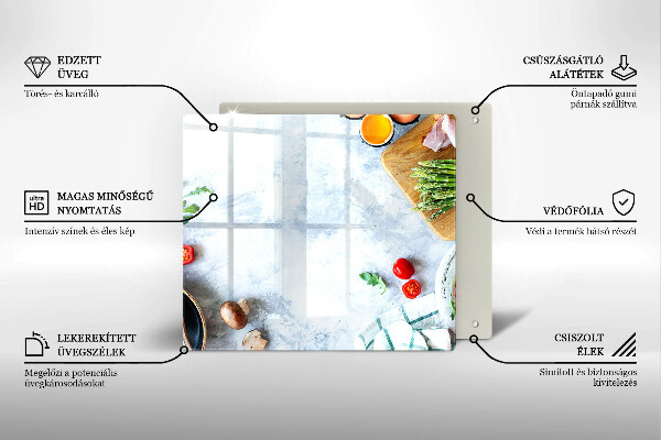 Steklena podloga za rezanje Sestavine v kuhinji