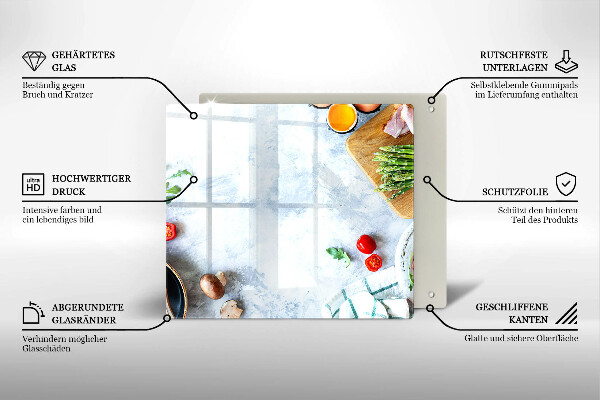 Steklena podloga za rezanje Sestavine v kuhinji