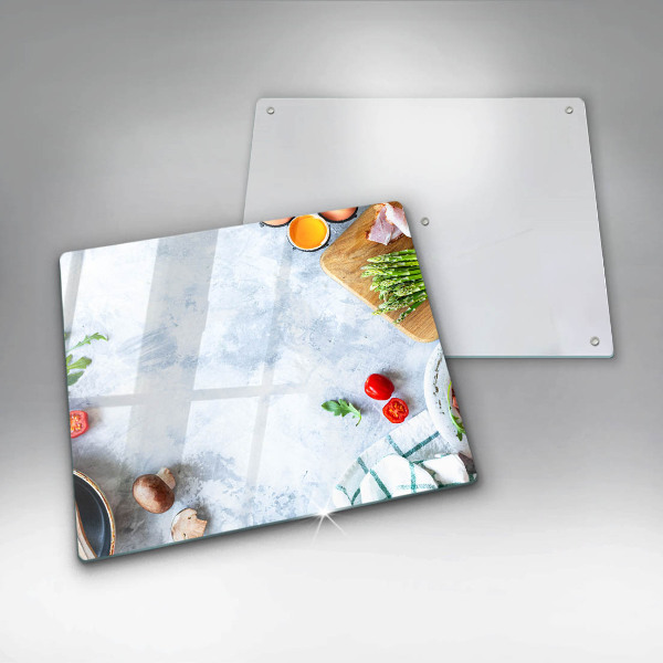 Steklena podloga za rezanje Sestavine v kuhinji