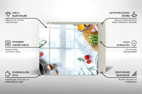 Steklena podloga za rezanje Sestavine v kuhinji