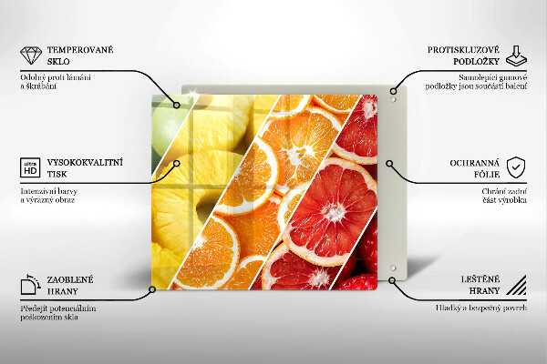 Steklena podloga za rezanje Pisano sadje