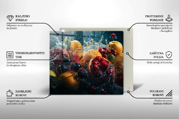 Steklena podloga za rezanje Sadje v vodi