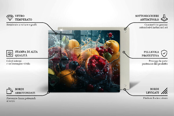 Steklena podloga za rezanje Sadje v vodi