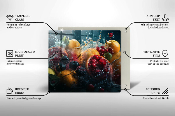 Steklena podloga za rezanje Sadje v vodi