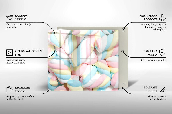 Steklena podloga za rezanje Pisani marshmallows