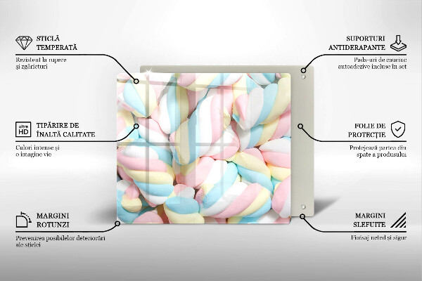 Steklena podloga za rezanje Pisani marshmallows