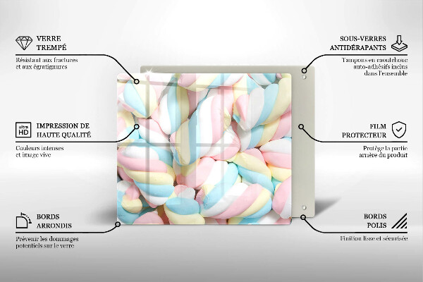 Steklena podloga za rezanje Pisani marshmallows