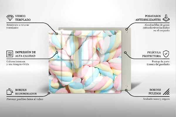 Steklena podloga za rezanje Pisani marshmallows