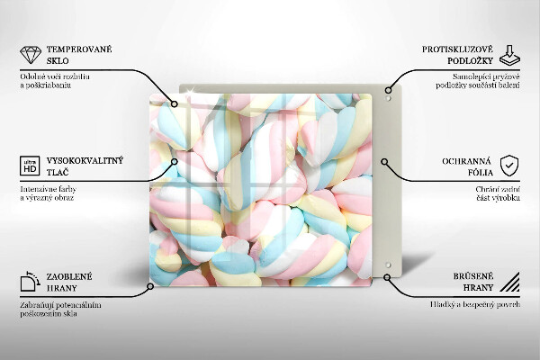 Steklena podloga za rezanje Pisani marshmallows