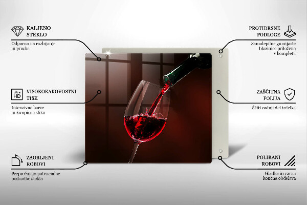 Steklena podloga za rezanje Kozarec vina