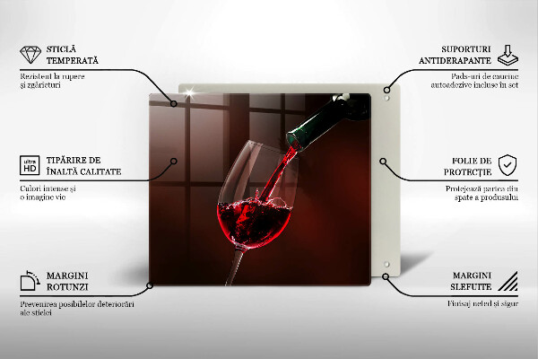 Steklena podloga za rezanje Kozarec vina