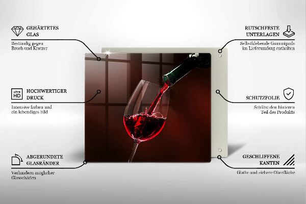 Steklena podloga za rezanje Kozarec vina