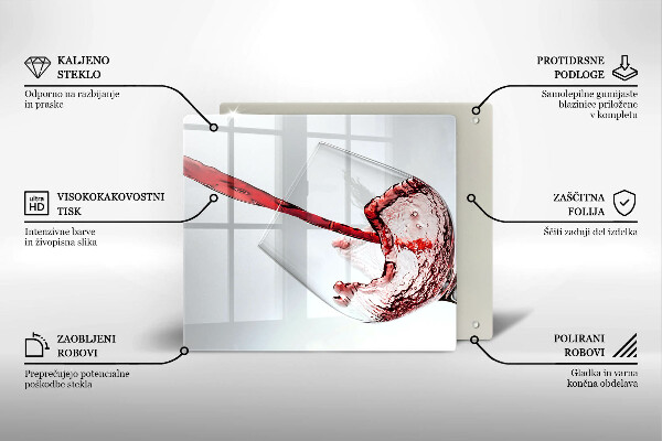 Steklena podloga za rezanje rdeče vino