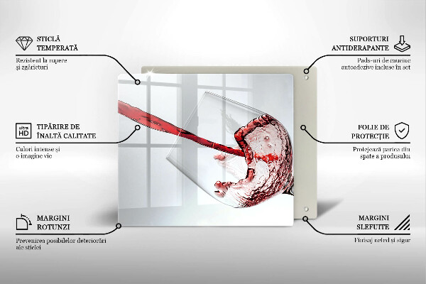 Steklena podloga za rezanje rdeče vino