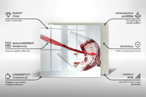 Steklena podloga za rezanje rdeče vino