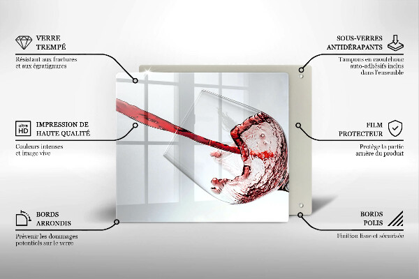 Steklena podloga za rezanje rdeče vino