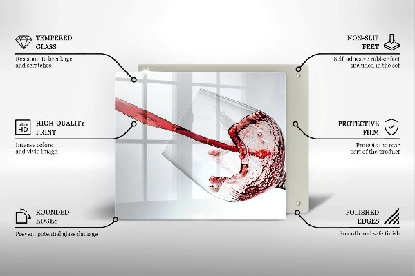 Steklena podloga za rezanje rdeče vino
