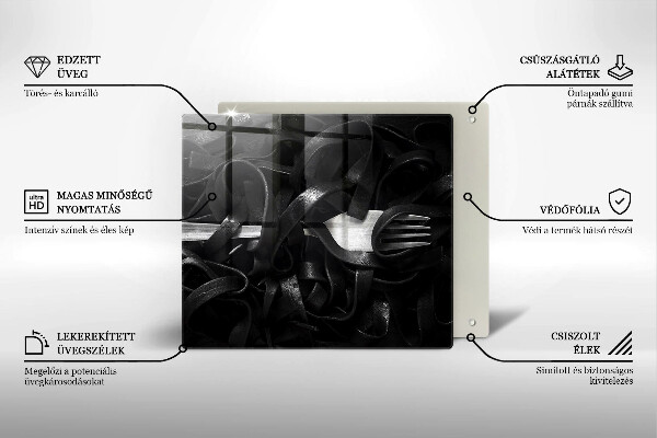 Steklena podloga za rezanje Črne tagliatelle testenine