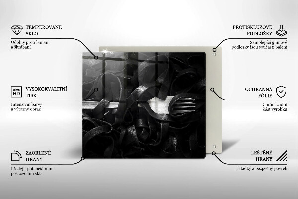 Steklena podloga za rezanje Črne tagliatelle testenine