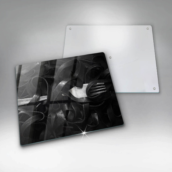 Steklena podloga za rezanje Črne tagliatelle testenine