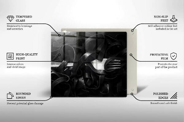 Steklena podloga za rezanje Črne tagliatelle testenine