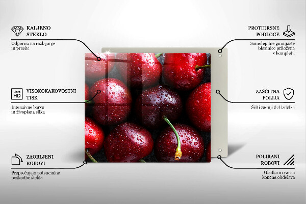Steklena podloga za rezanje Češnje od blizu
