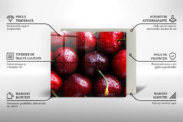 Steklena podloga za rezanje Češnje od blizu