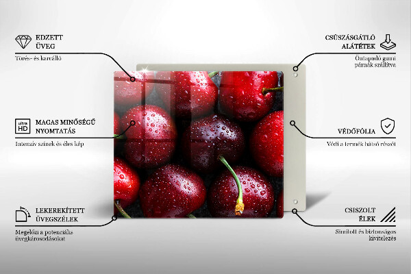 Steklena podloga za rezanje Češnje od blizu