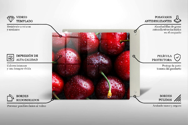 Steklena podloga za rezanje Češnje od blizu