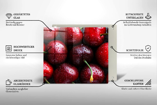 Steklena podloga za rezanje Češnje od blizu