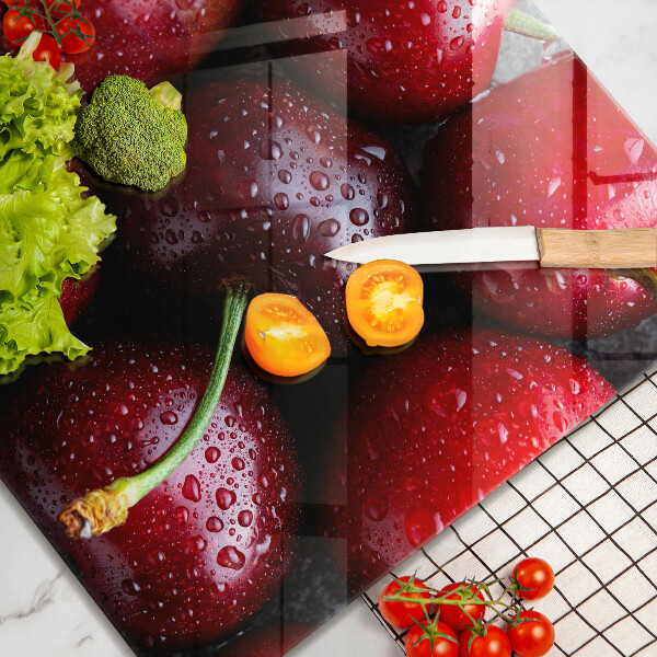 Steklena podloga za rezanje Češnje od blizu