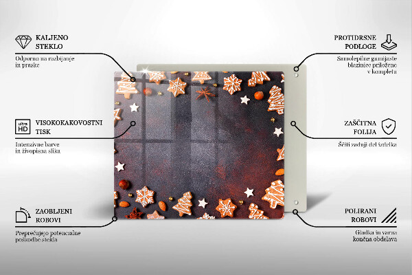 Steklena podloga za rezanje Medenjakov božič