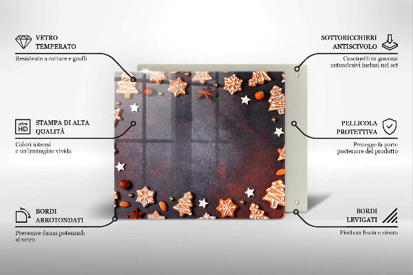 Steklena podloga za rezanje Medenjakov božič