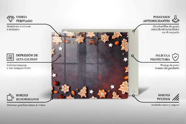 Steklena podloga za rezanje Medenjakov božič