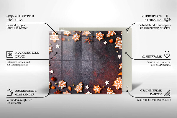 Steklena podloga za rezanje Medenjakov božič