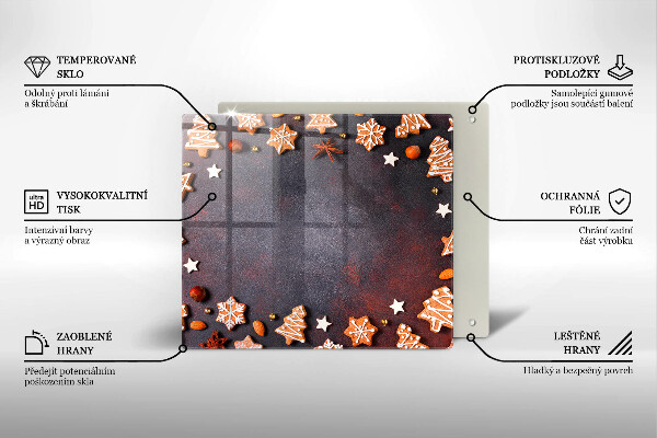 Steklena podloga za rezanje Medenjakov božič