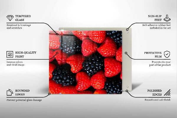 Steklena podloga za rezanje Maline in robide