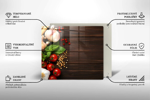 Steklena podloga za rezanje Zelenjava na mizi