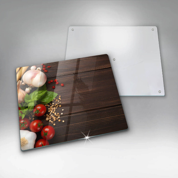 Steklena podloga za rezanje Zelenjava na mizi