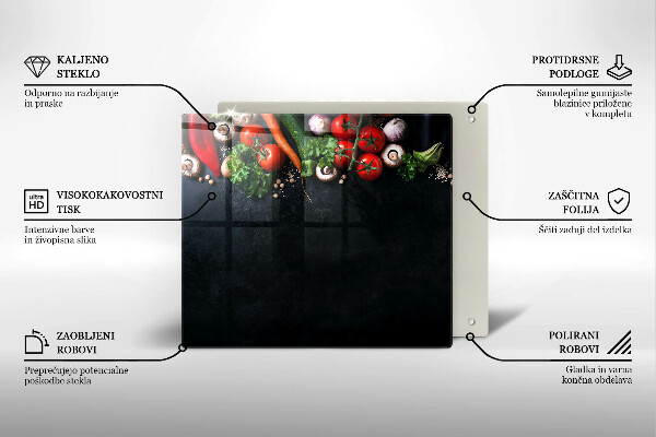 Steklena podloga za rezanje Pisana zelenjava