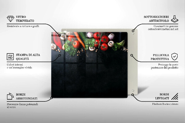 Steklena podloga za rezanje Pisana zelenjava