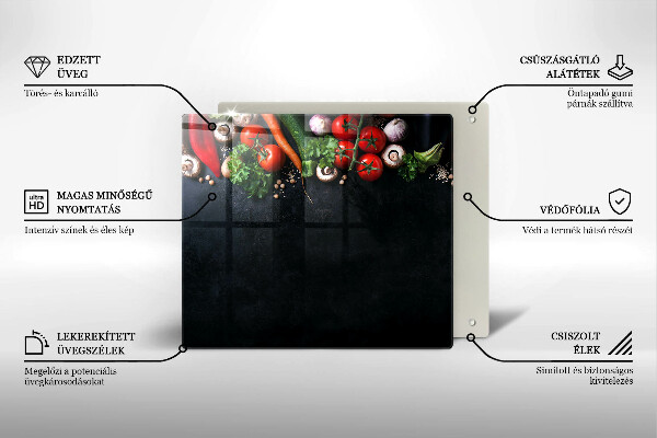 Steklena podloga za rezanje Pisana zelenjava