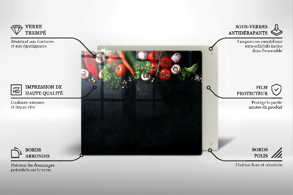 Steklena podloga za rezanje Pisana zelenjava