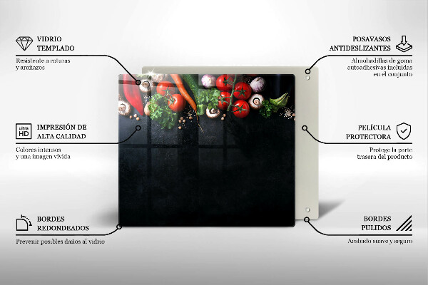 Steklena podloga za rezanje Pisana zelenjava
