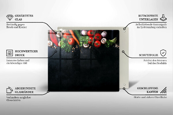 Steklena podloga za rezanje Pisana zelenjava