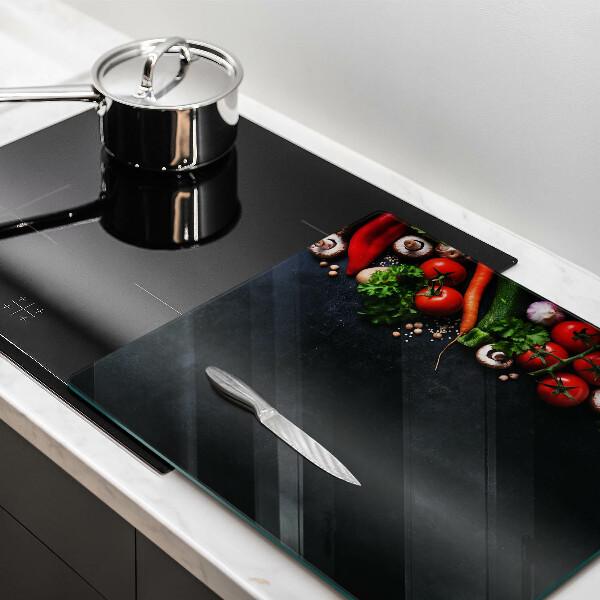 Steklena podloga za rezanje Pisana zelenjava