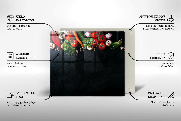 Steklena podloga za rezanje Pisana zelenjava