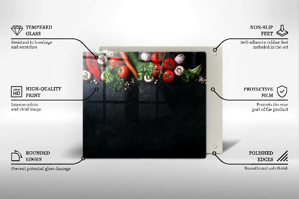 Steklena podloga za rezanje Pisana zelenjava