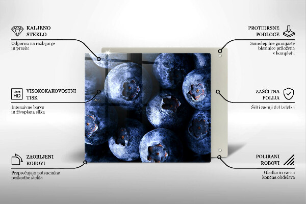 Steklena podloga za rezanje Jagode od blizu